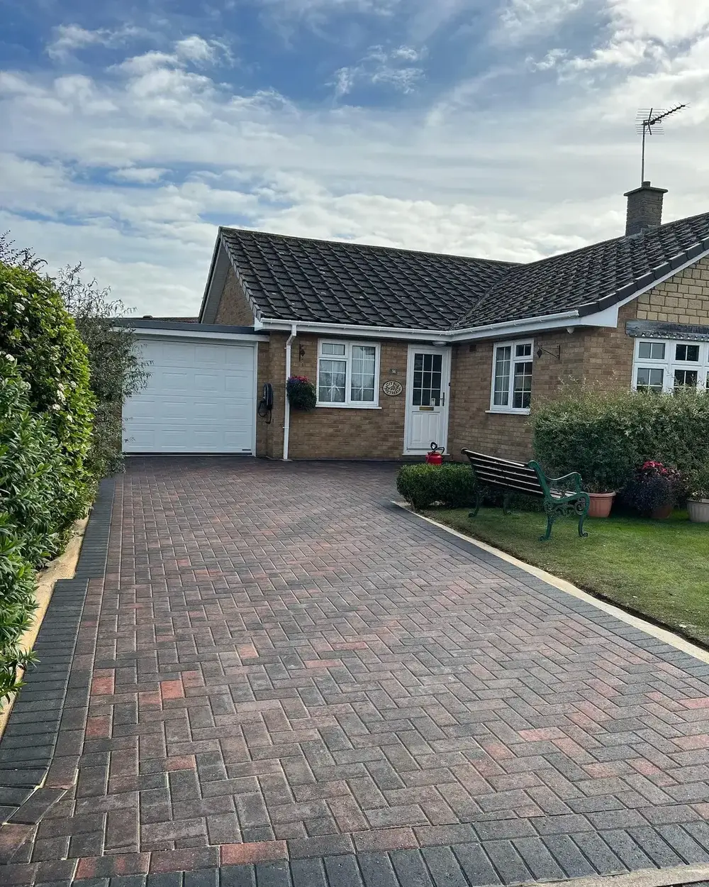 The same driveway finished in herringbone block paving, Skegness