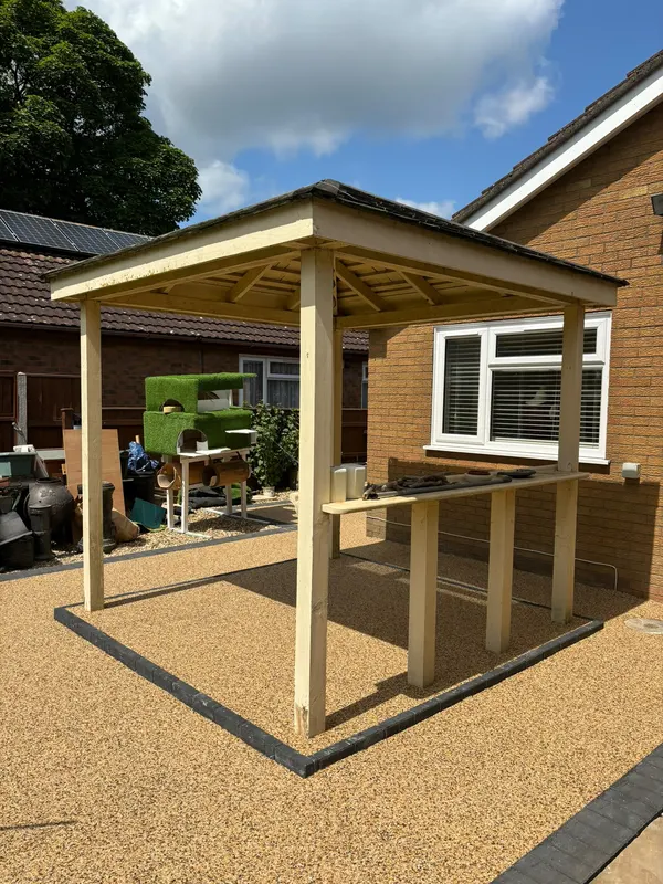 A finished patio project, the kind of job we quote every week